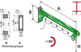 Wandschwenkkran 180, Tragl. 125 kg,