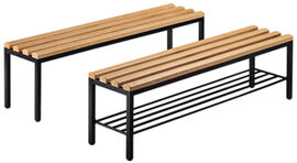 Sitzbank, Holzleisten, mit Schuhrost,