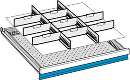 Trennwnde, H 75 mm, 2 Schlitzwnde,