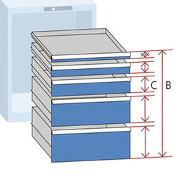 Schublade, BxTxH 1431x725 mm, H 250 mm,